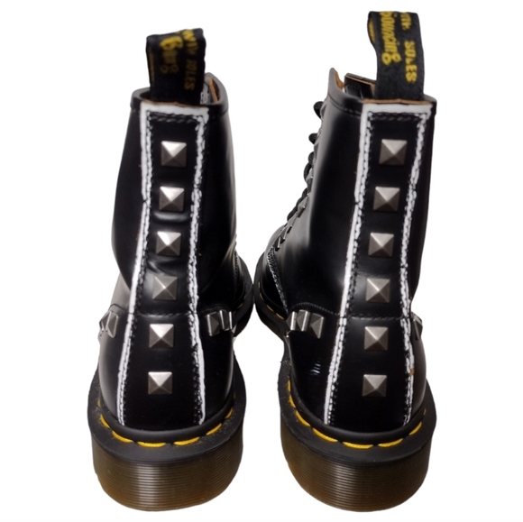 Dr. Martens 1460 Stud Leather Black Rolled Vintage Smooth Boots - Picture 6 of 11